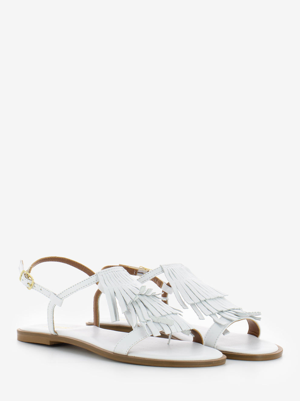 White nappa sandals with fringes