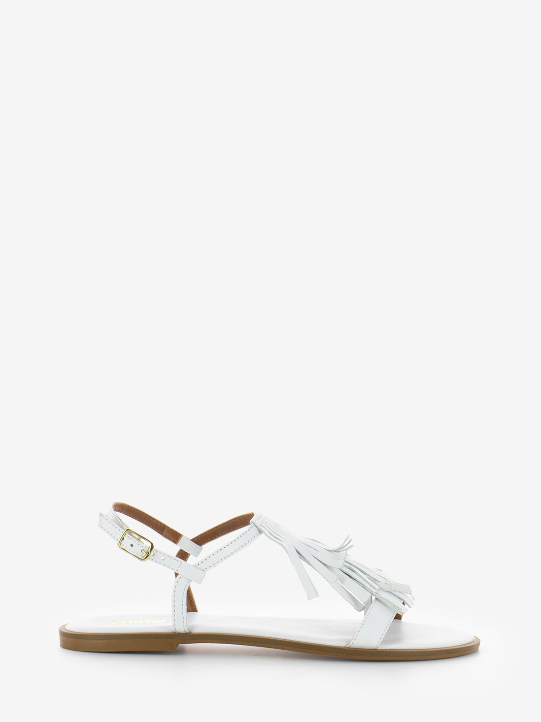 White nappa sandals with fringes