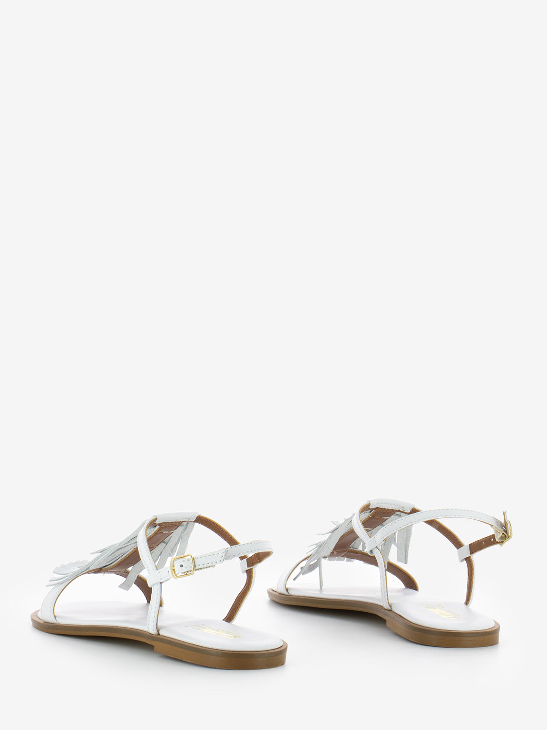 White nappa sandals with fringes