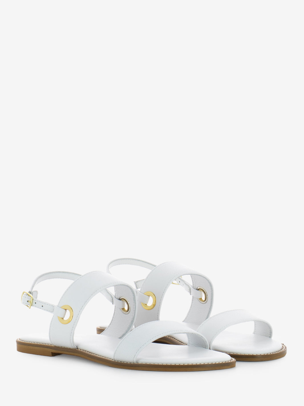 White leather sandals with straps