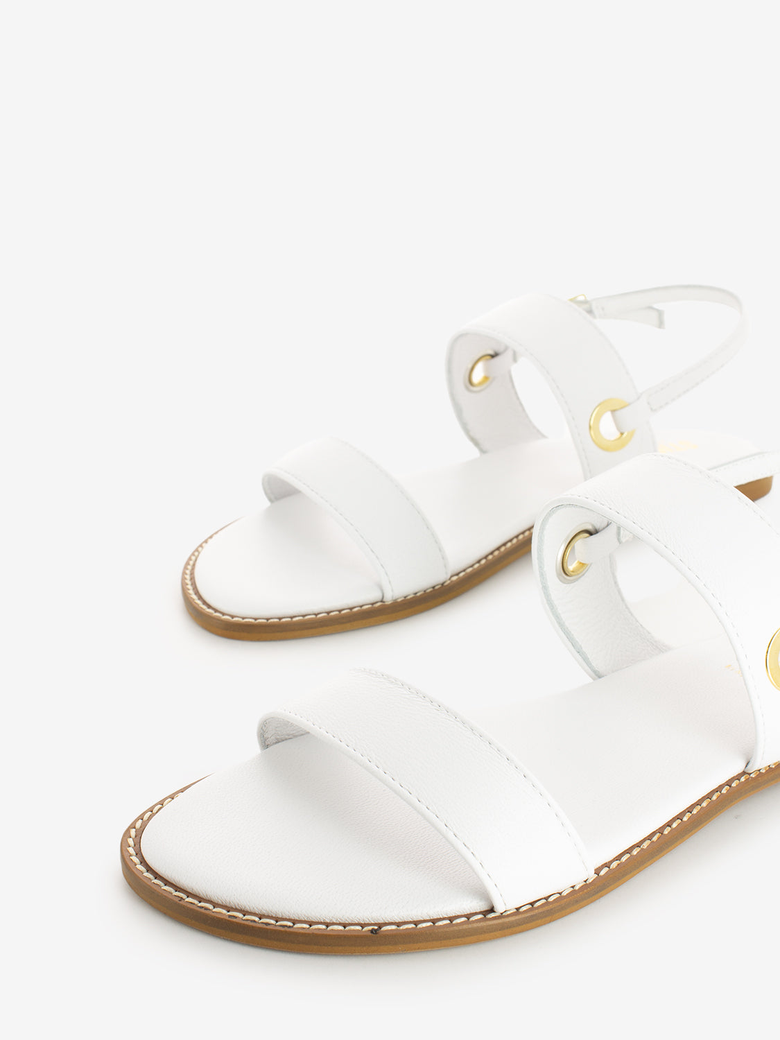 White leather sandals with straps
