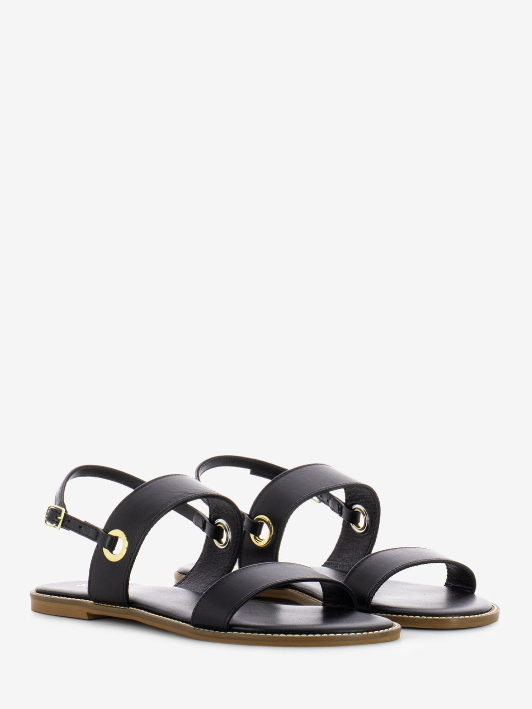 Black leather sandals with straps
