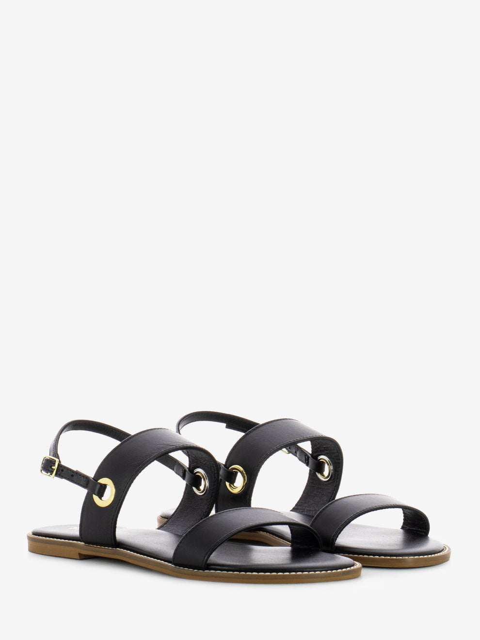 Black leather sandals with straps
