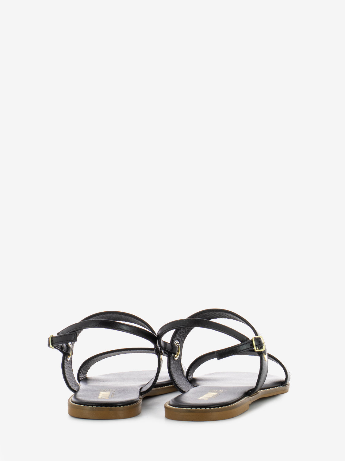 Black leather sandals with straps