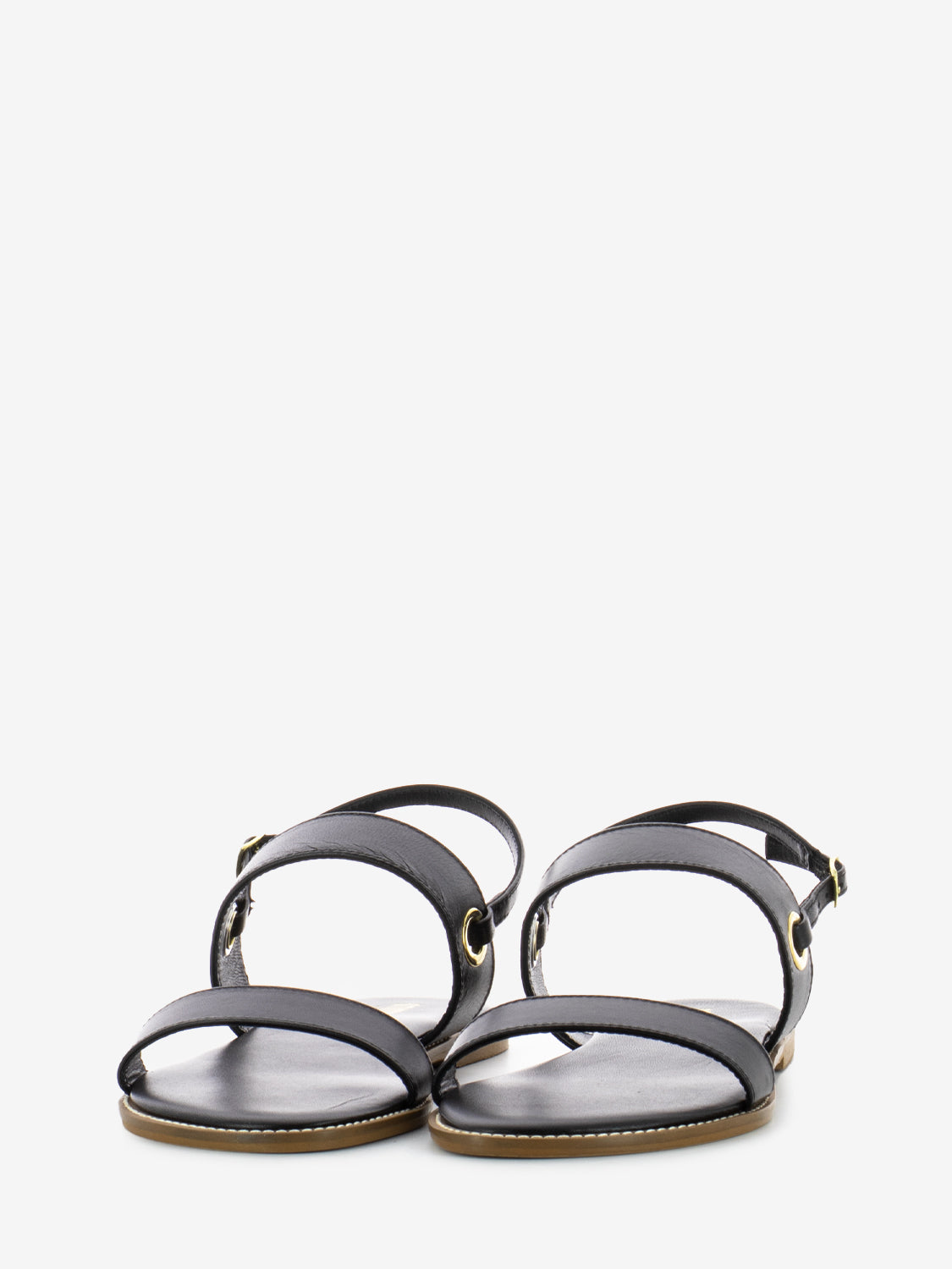 Black leather sandals with straps