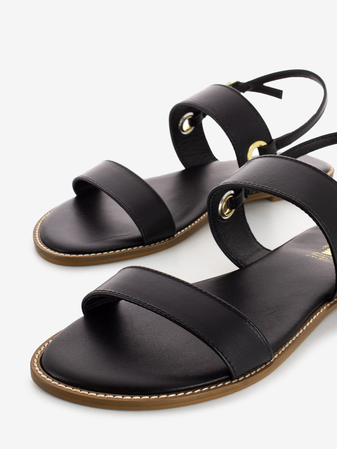 Black leather sandals with straps