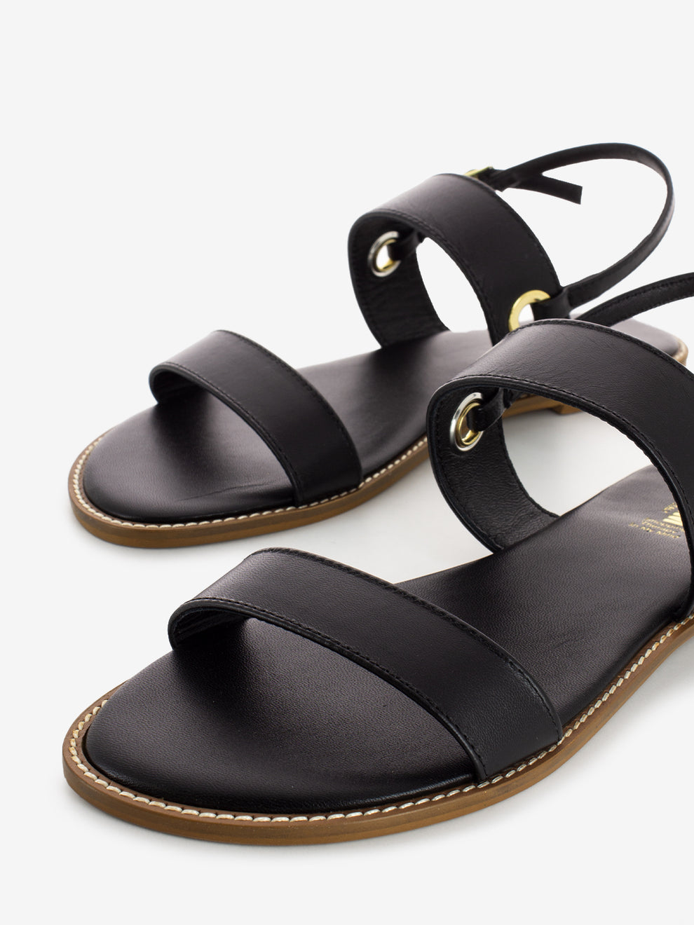 Black leather sandals with straps