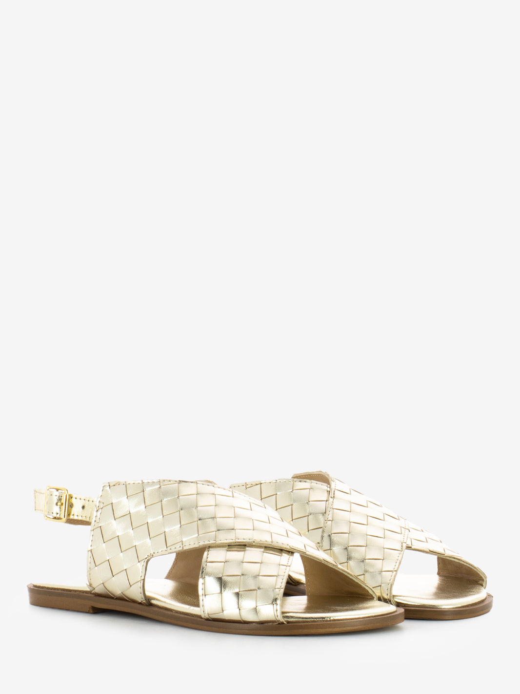 Platinum Woven Leather Sandals