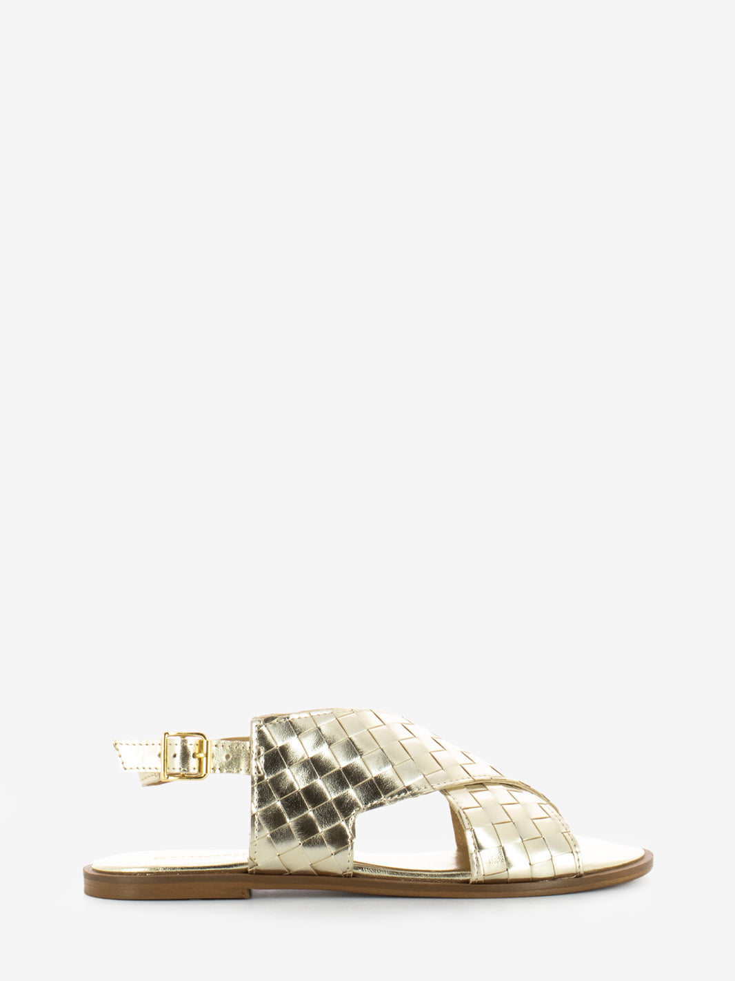 Platinum Woven Leather Sandals