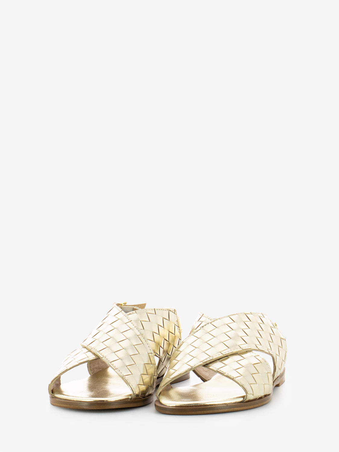 Platinum Woven Leather Sandals