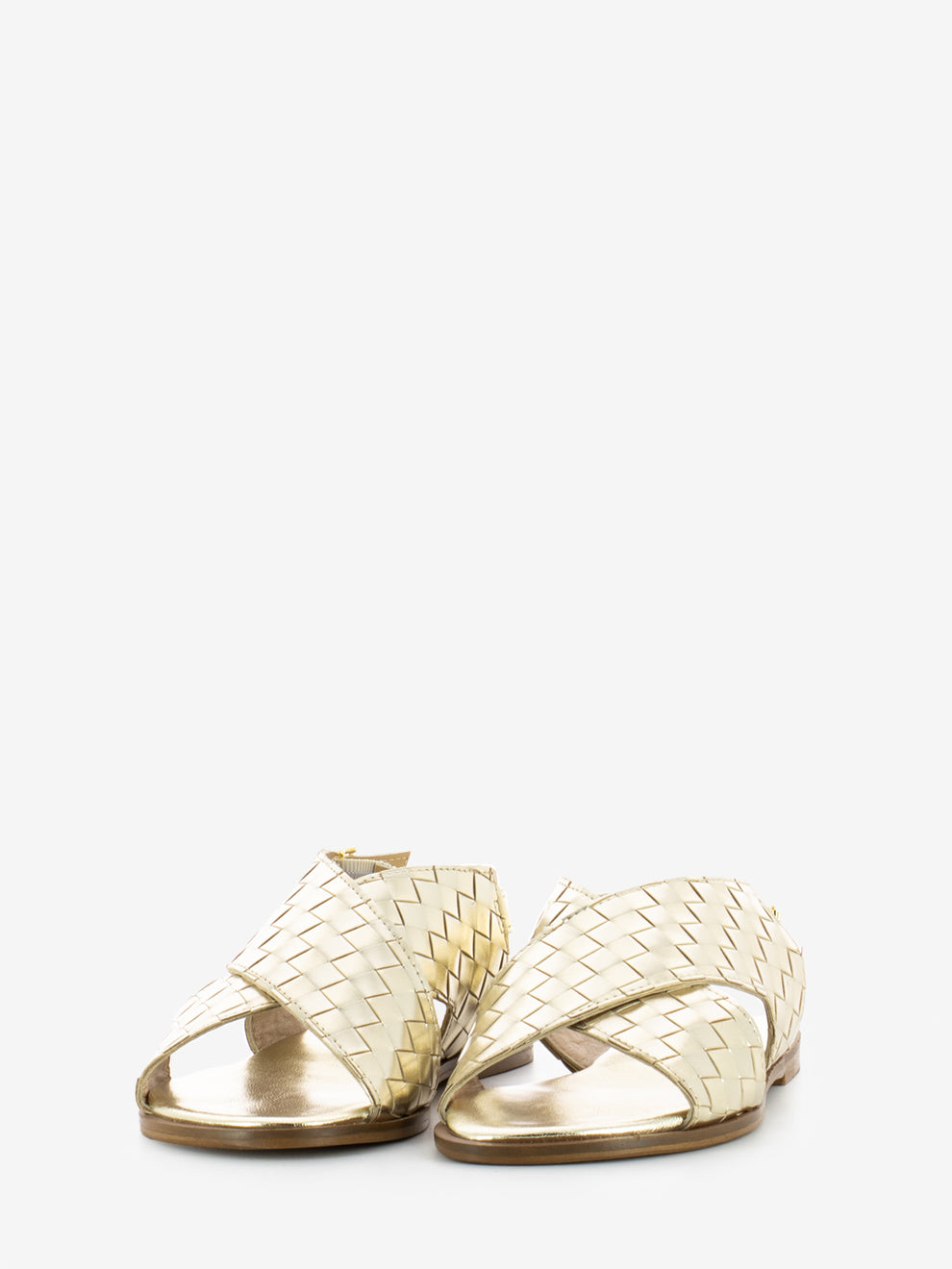 Platinum Woven Leather Sandals
