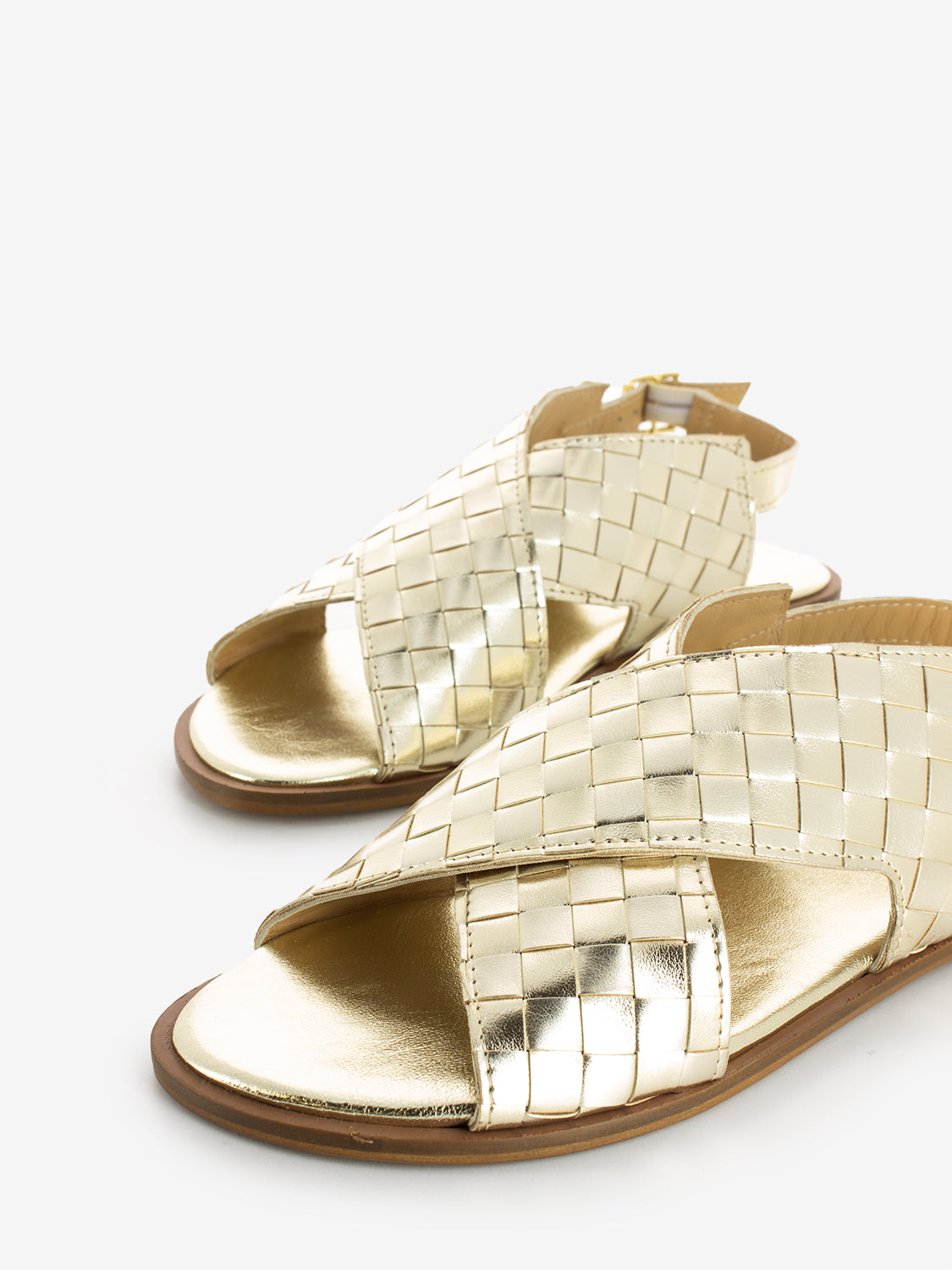Platinum Woven Leather Sandals