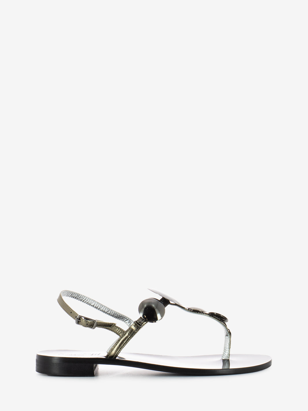 Gunmetal Metal Disc Flip Flops