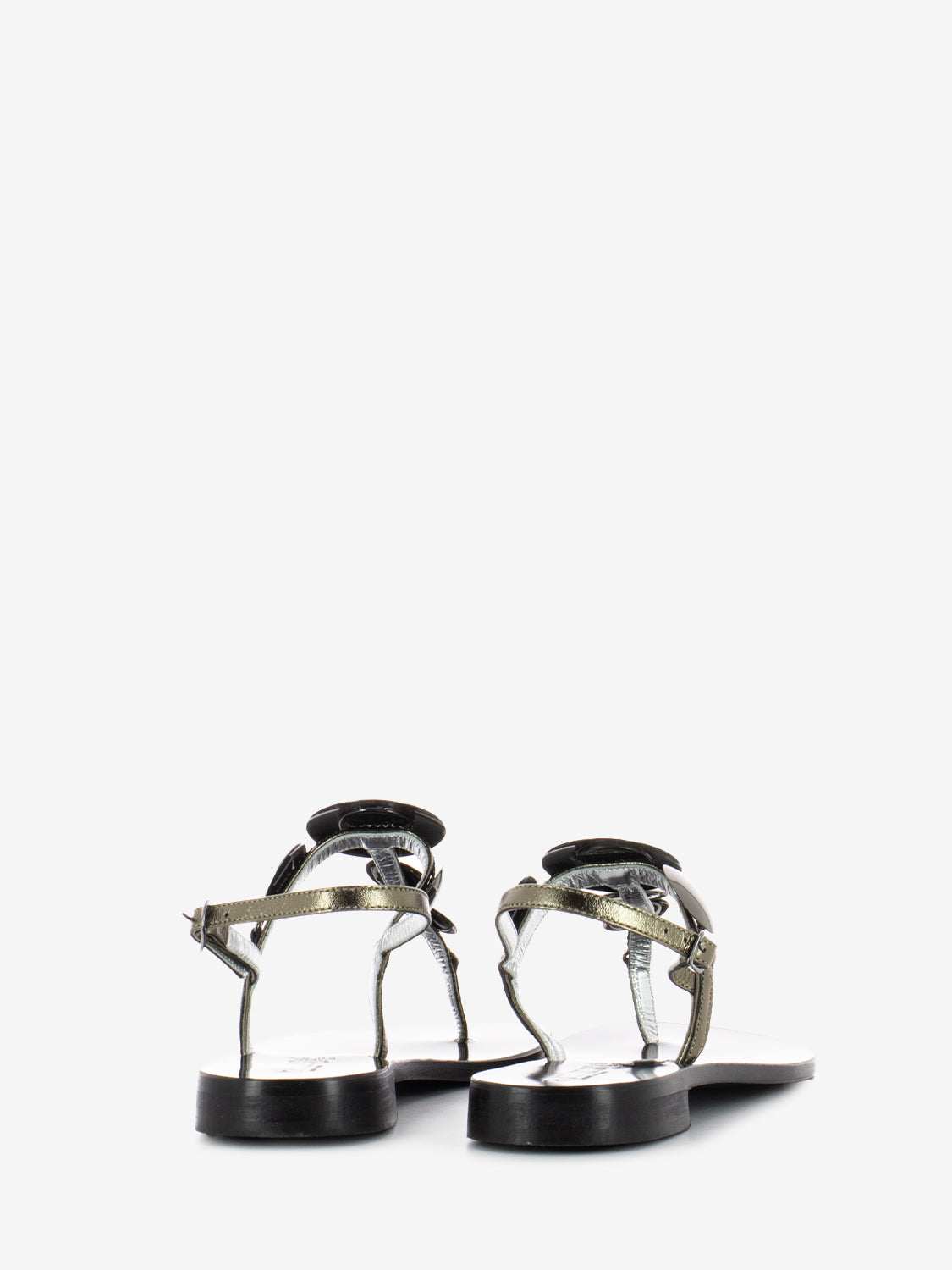 Gunmetal Metal Disc Flip Flops