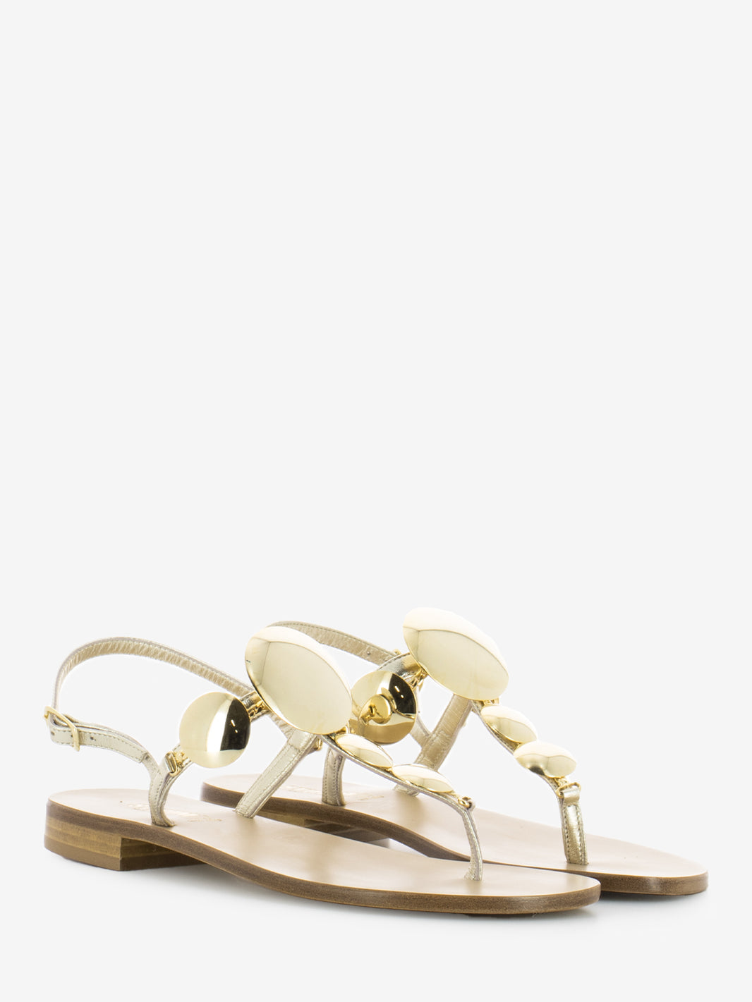Platinum Metal Disc Flip Flop Sandals