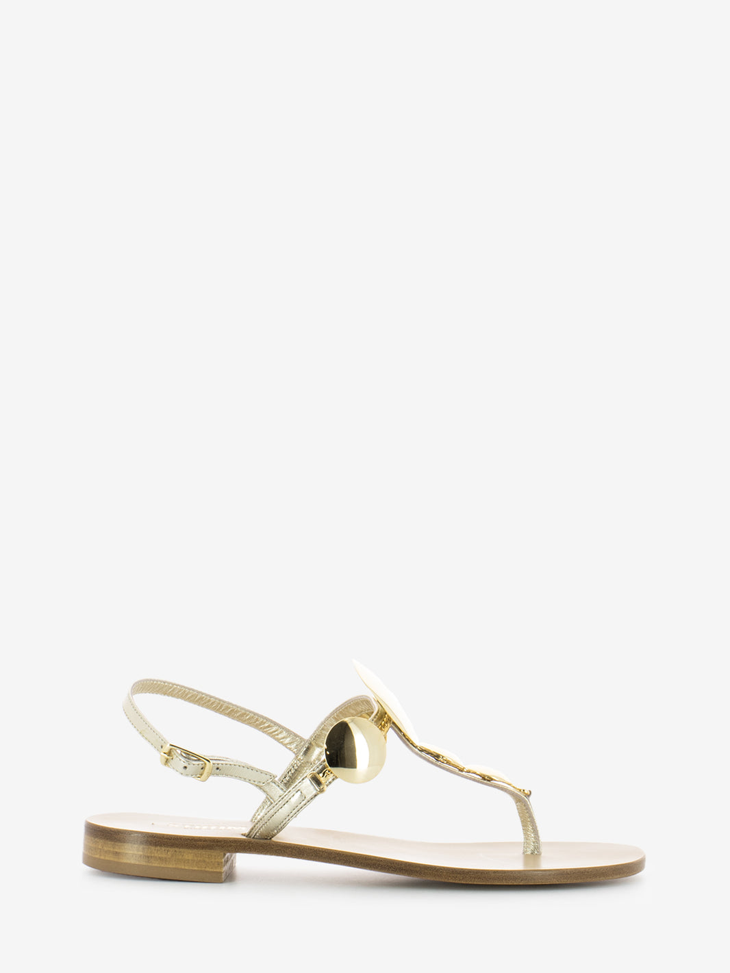 Platinum Metal Disc Flip Flop Sandals