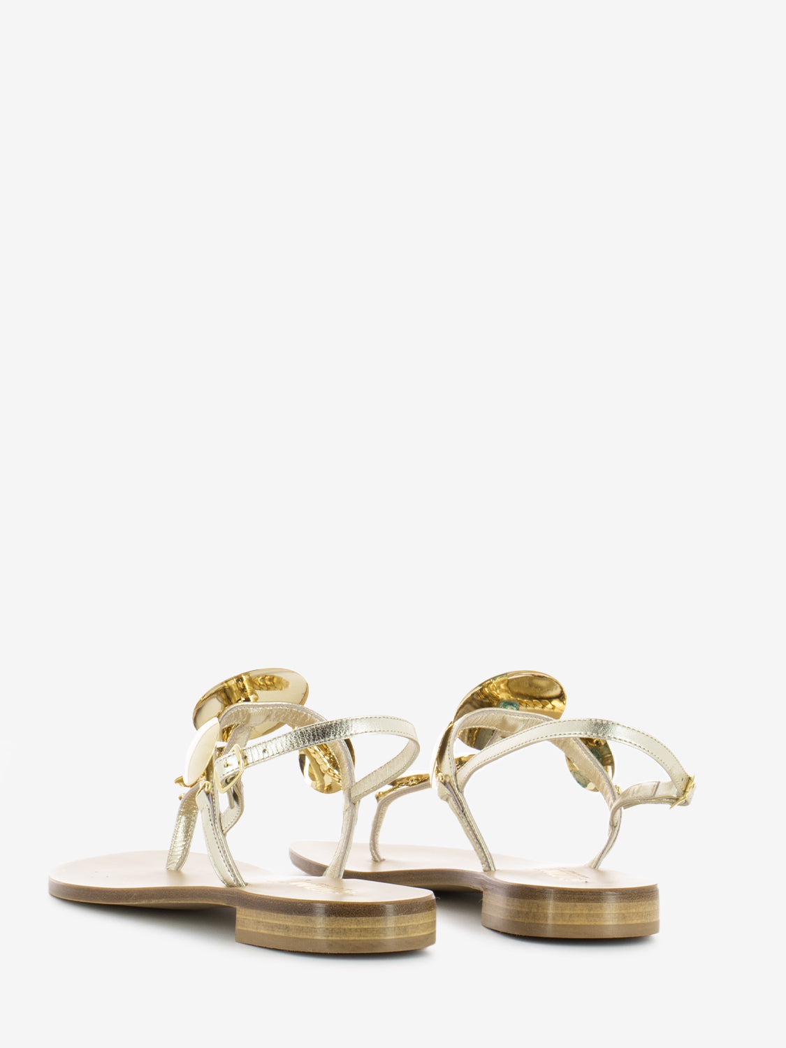 Platinum Metal Disc Flip Flop Sandals