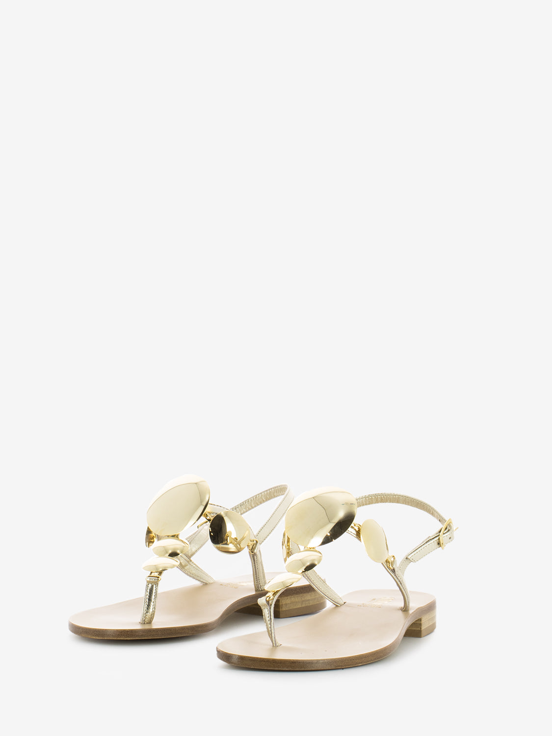 Platinum Metal Disc Flip Flop Sandals