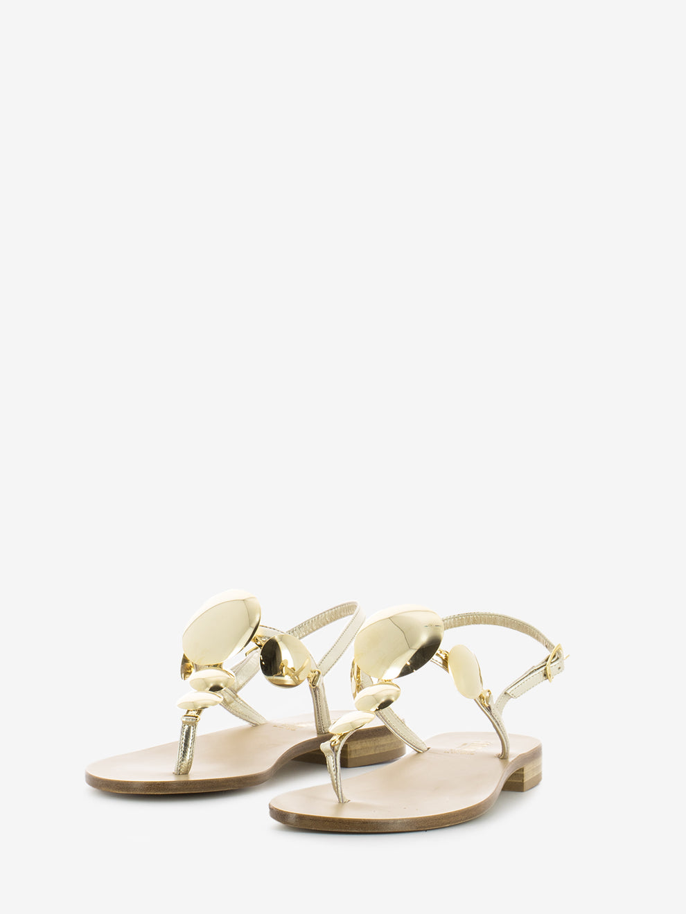Platinum Metal Disc Flip Flop Sandals