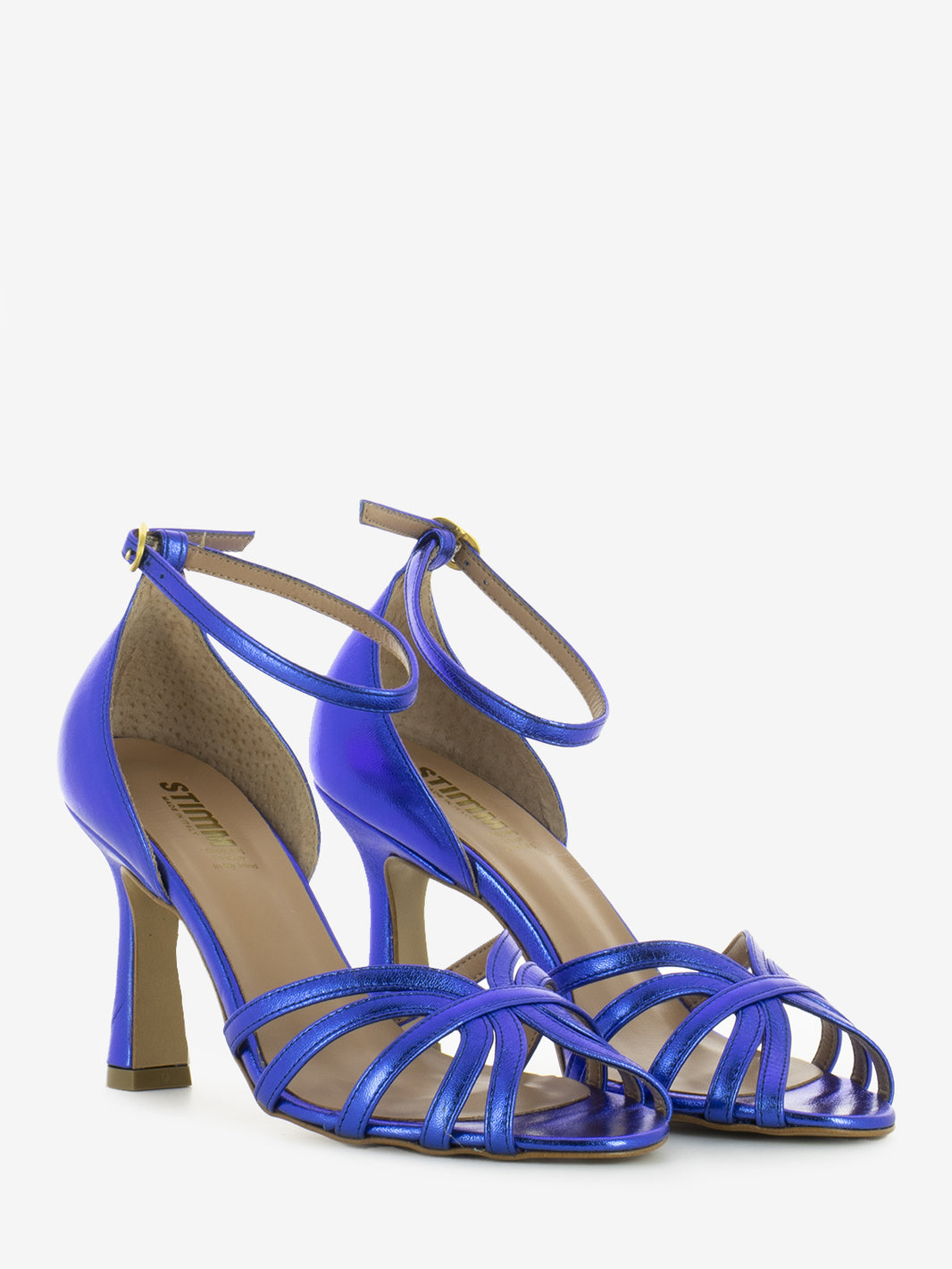Cobalt Laminated Heeled Sandals