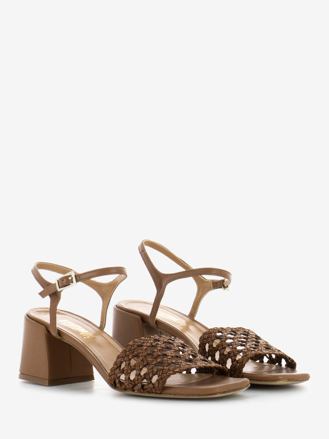 Sandali Roxana con fascia intrecciata cognac