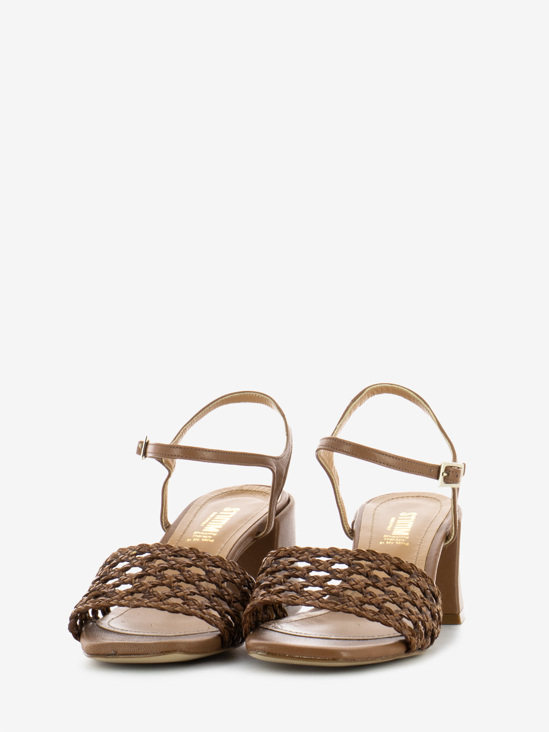 Sandali Roxana con fascia intrecciata cognac