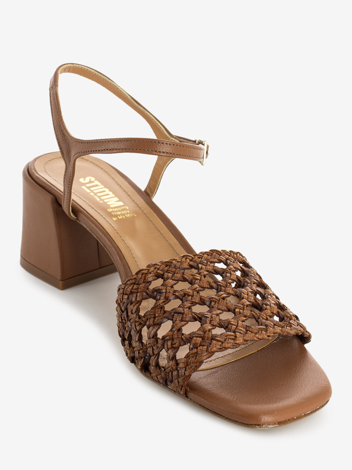 Sandali Roxana con fascia intrecciata cognac