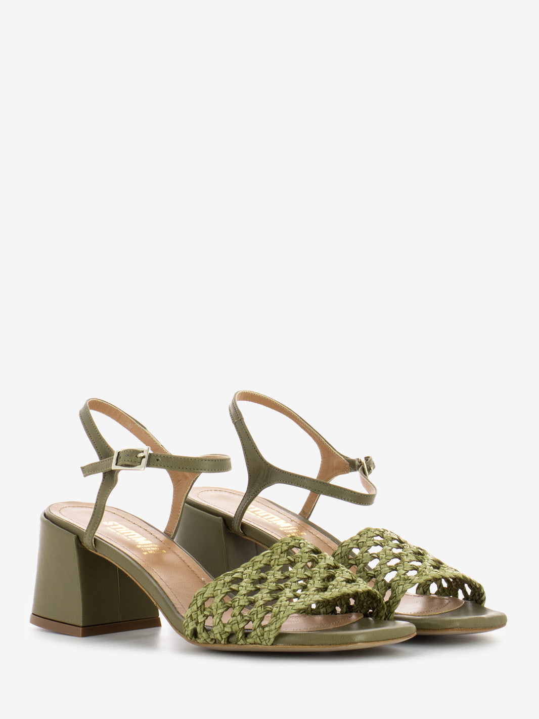 Sandali Roxana con fascia intrecciata verde