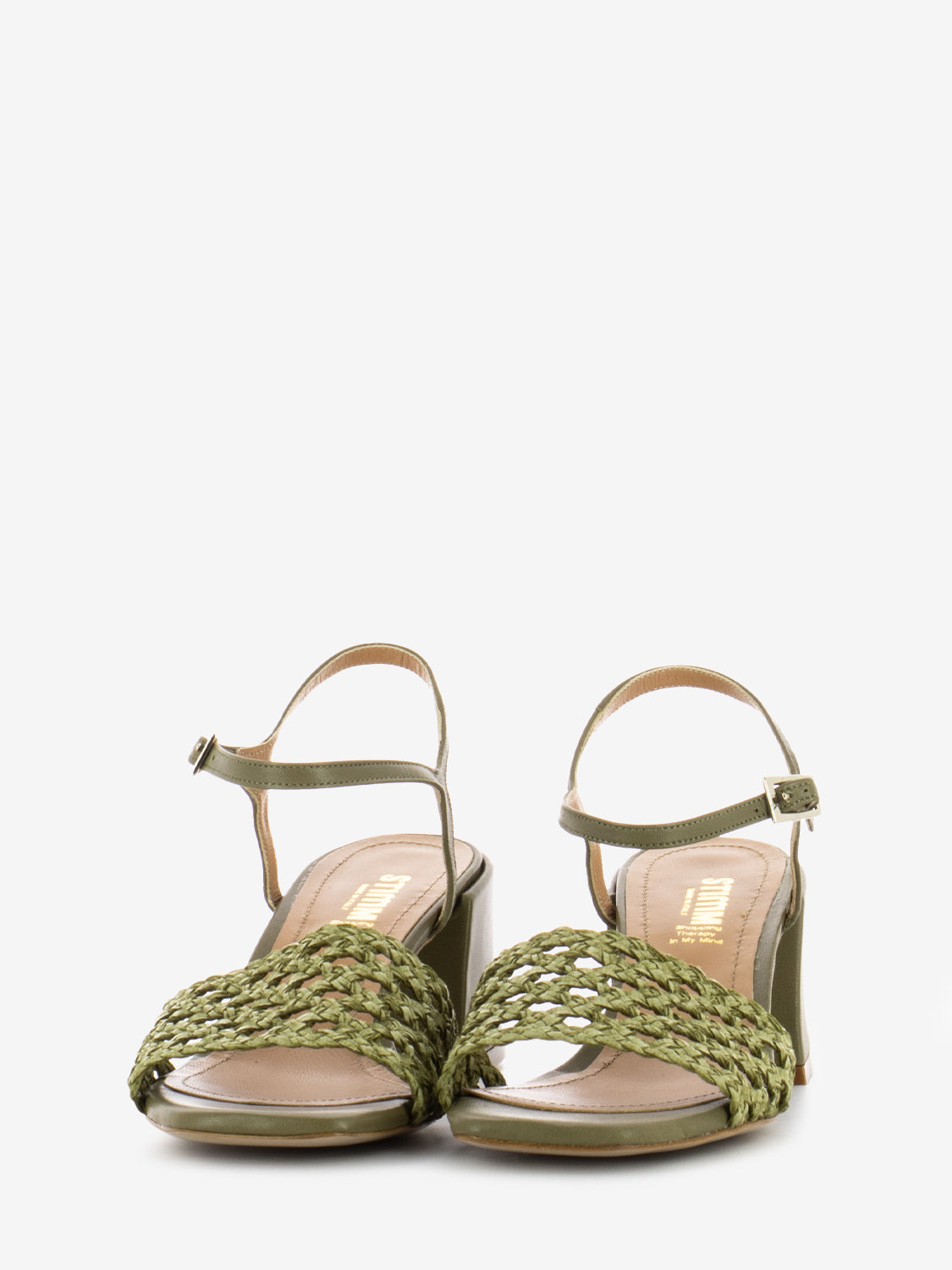 Sandali Roxana con fascia intrecciata verde
