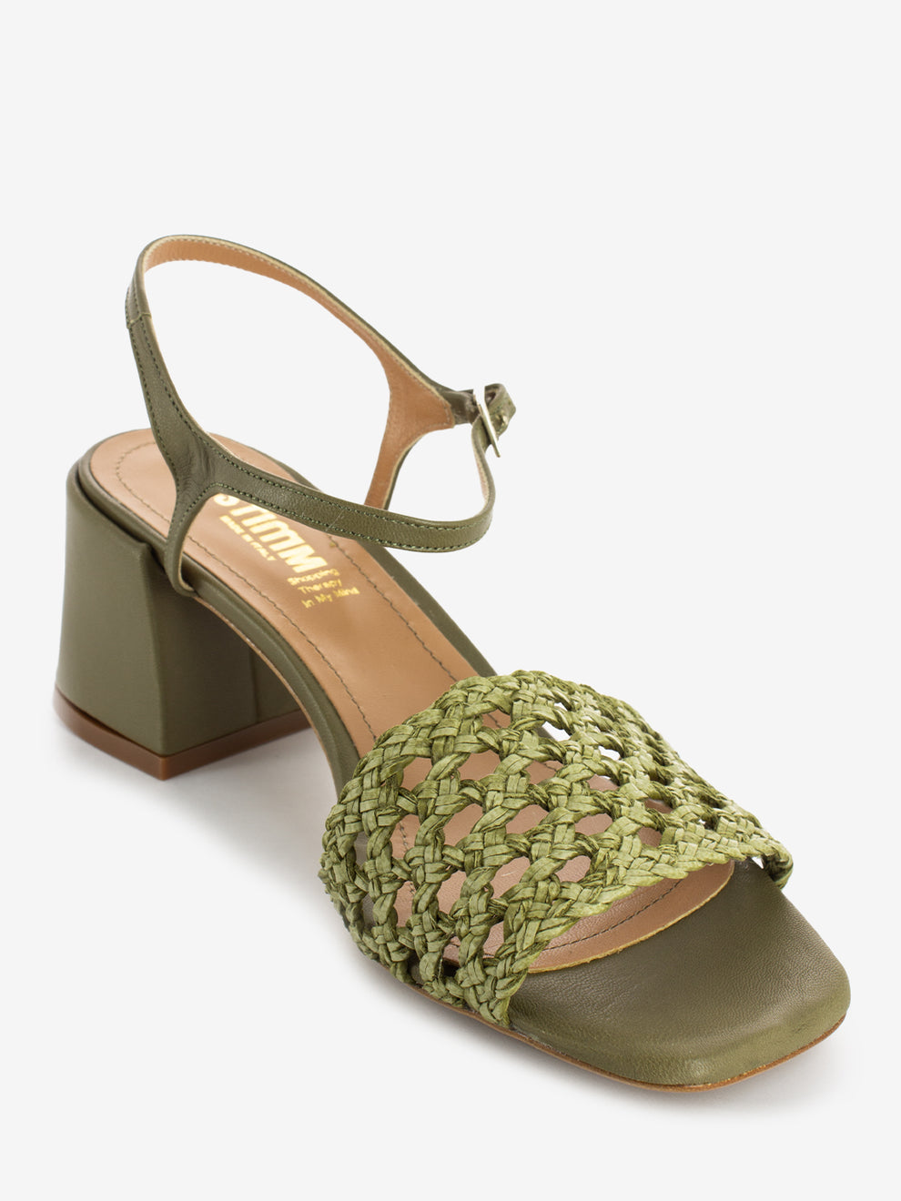 Sandali Roxana con fascia intrecciata verde