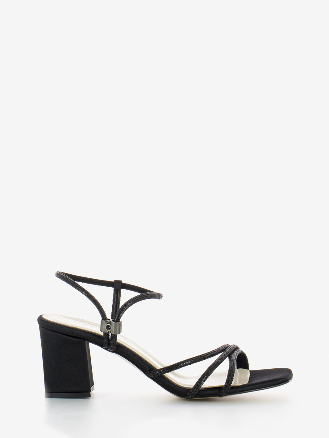 Sandali satinati strass neri