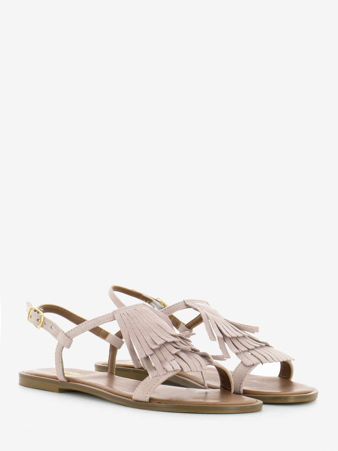Viareggio suede sandals with pink fringes