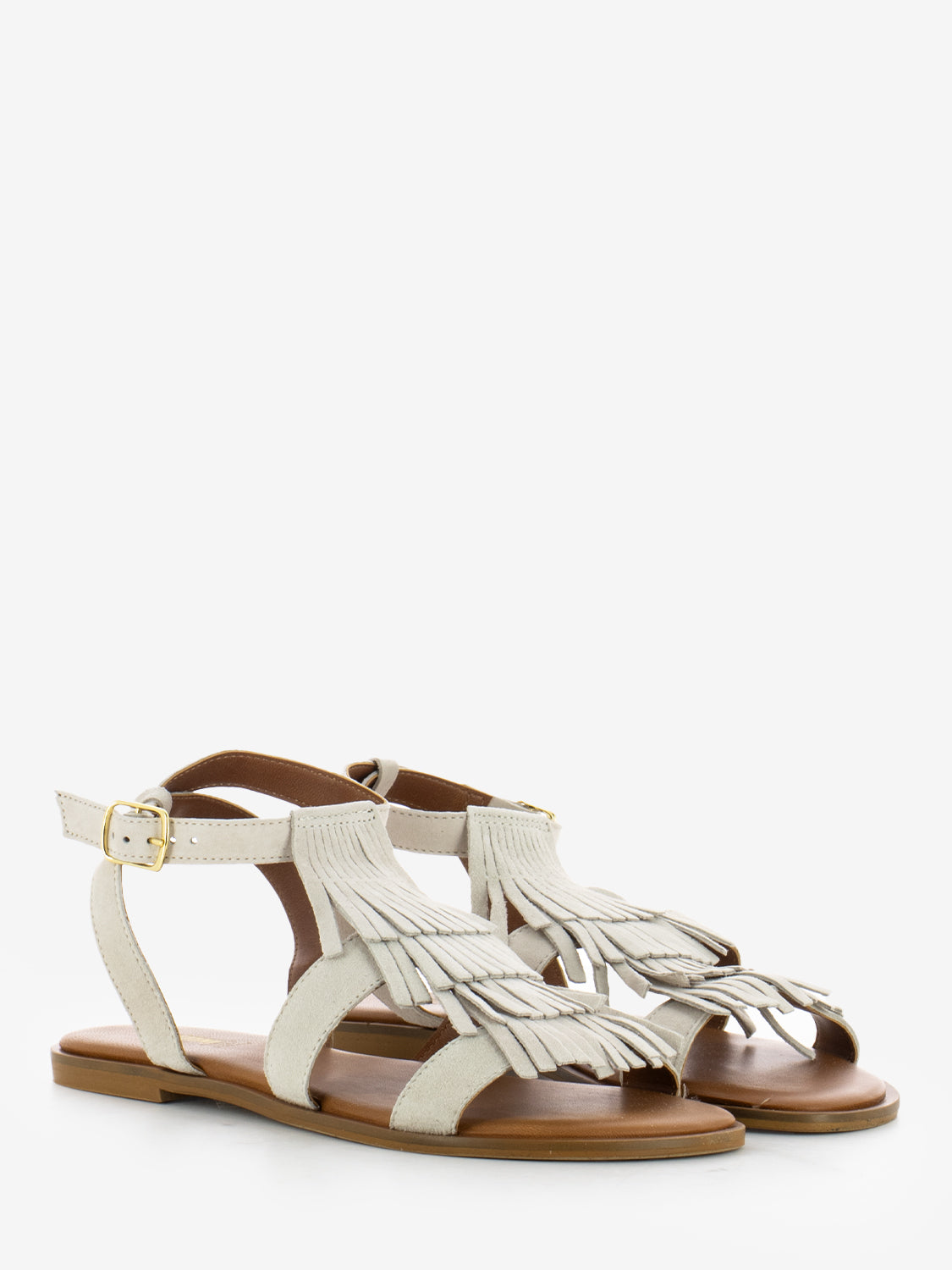 Viareggio suede sandals with fringes sand