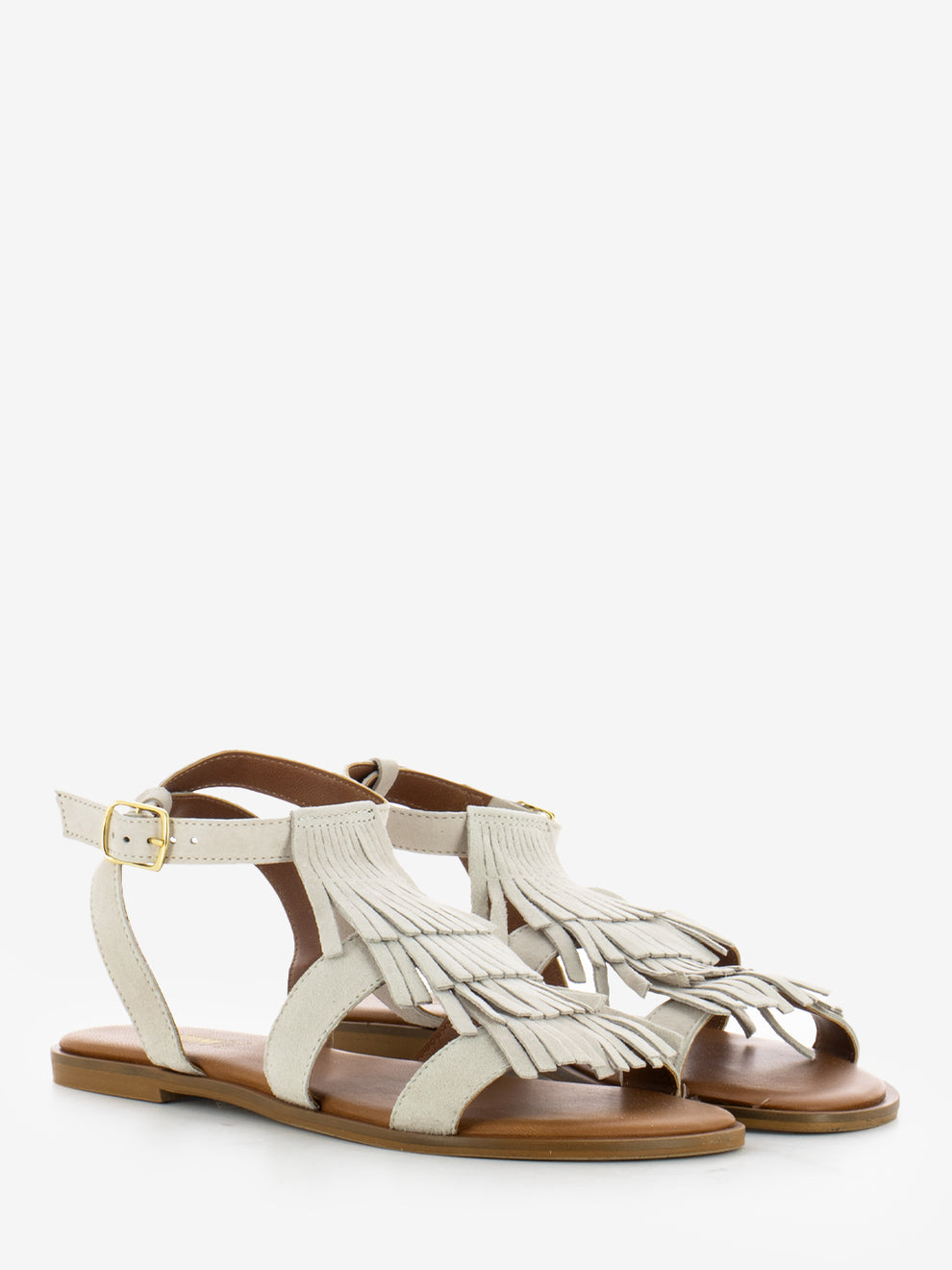Viareggio suede sandals with fringes sand