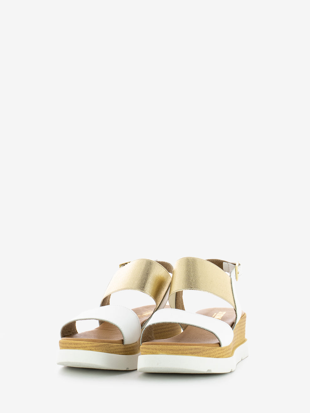Sandali zeppa con fasce bianco / platino
