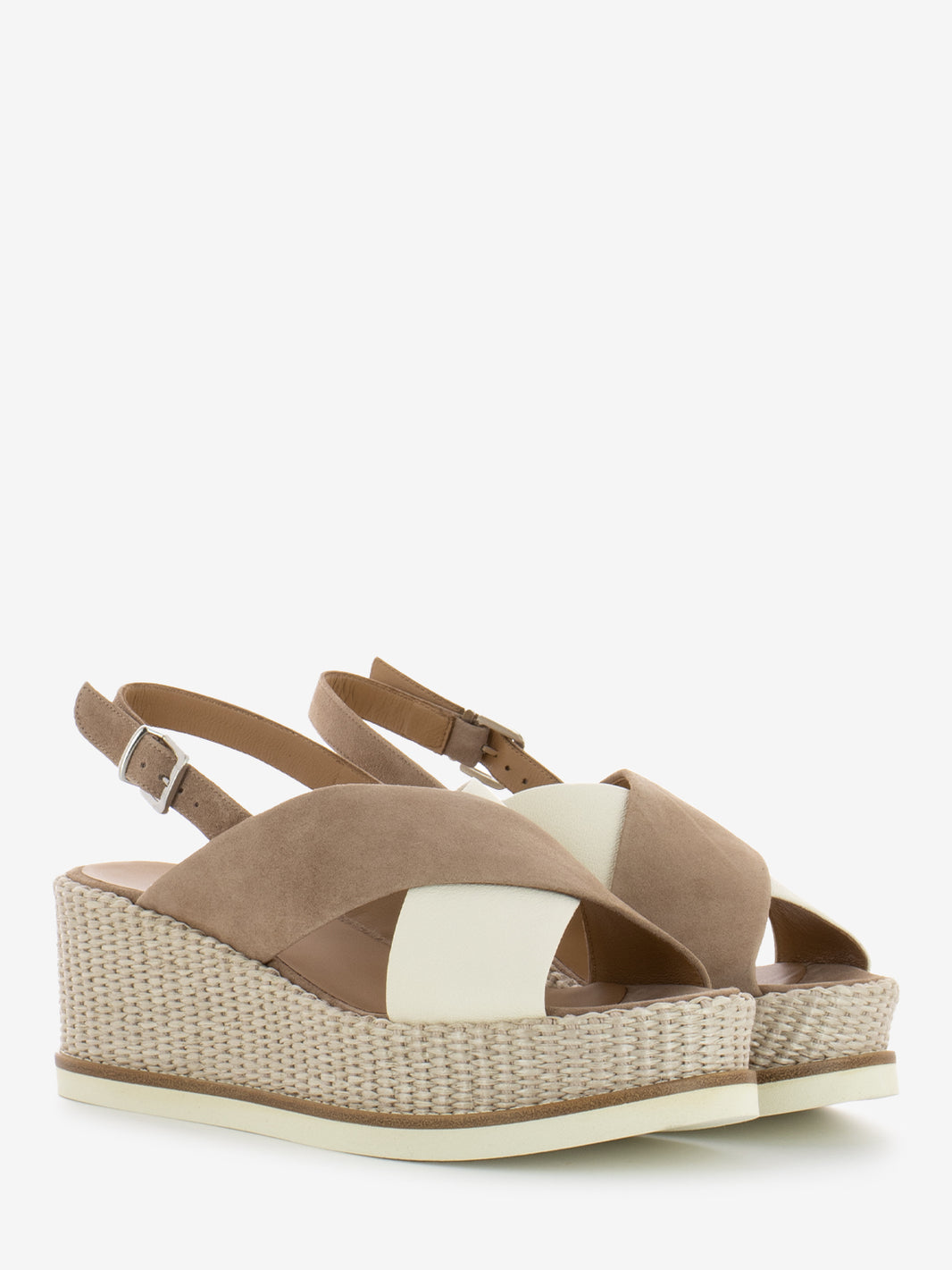 Sandali zeppa Jil milk / castagna
