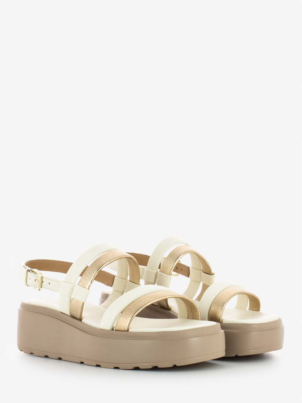 Cream / Platinum Wedge Sandals