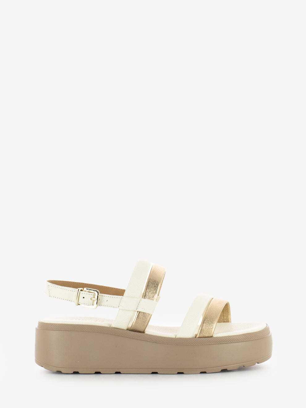 Cream / Platinum Wedge Sandals
