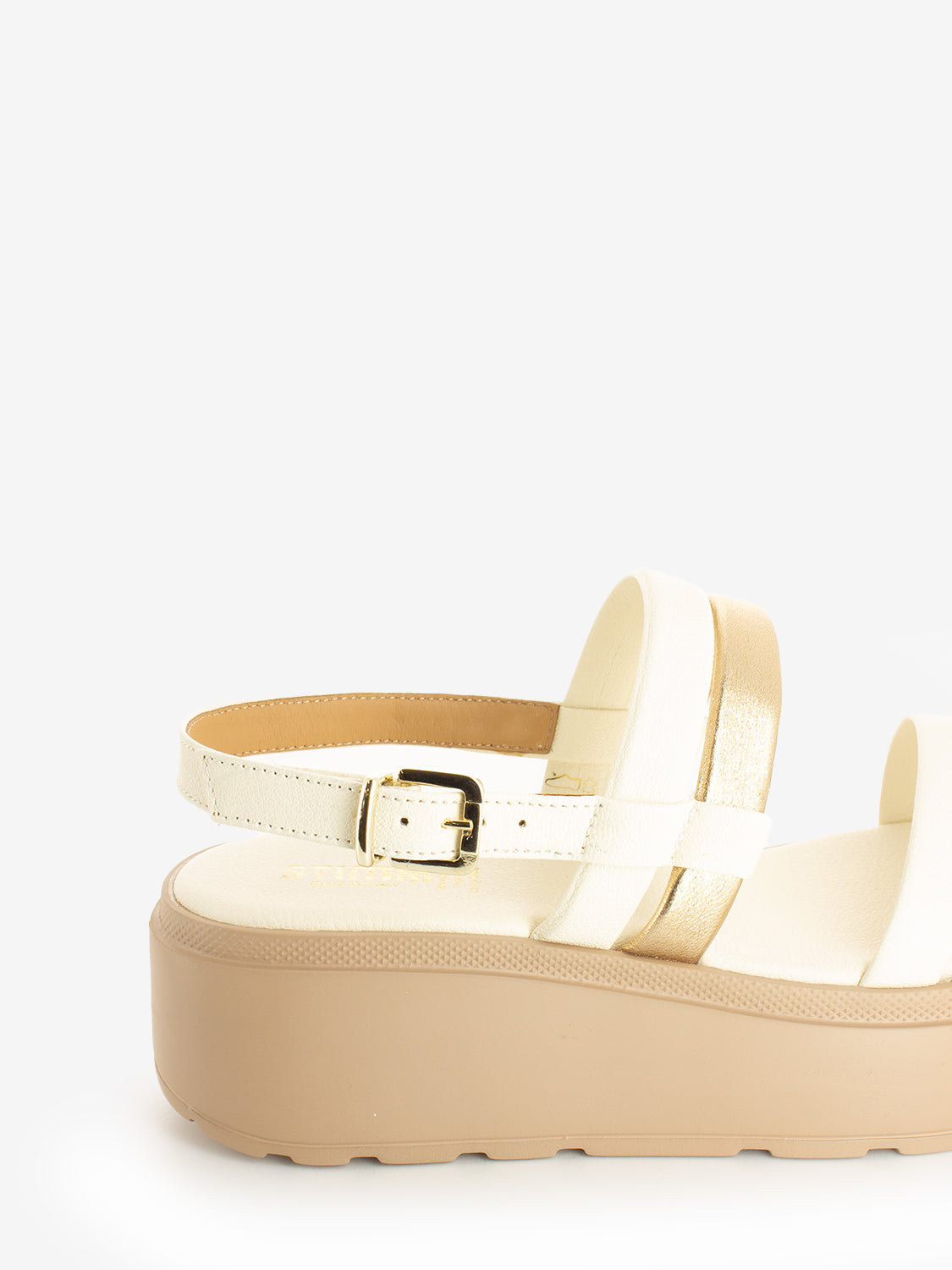 Cream / Platinum Wedge Sandals