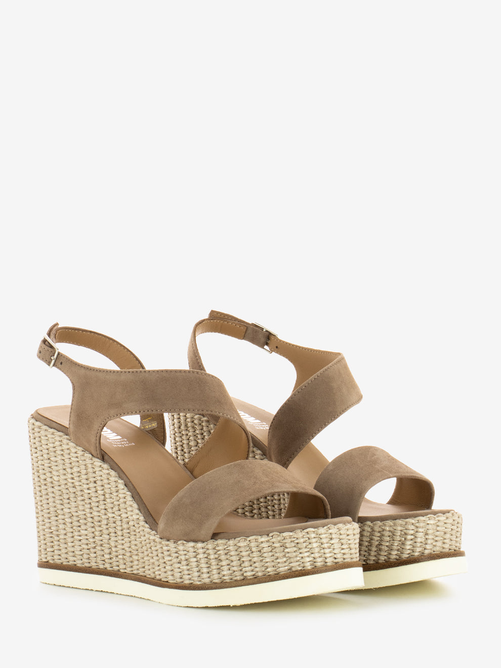 Beige Raffia Wedge Sandals