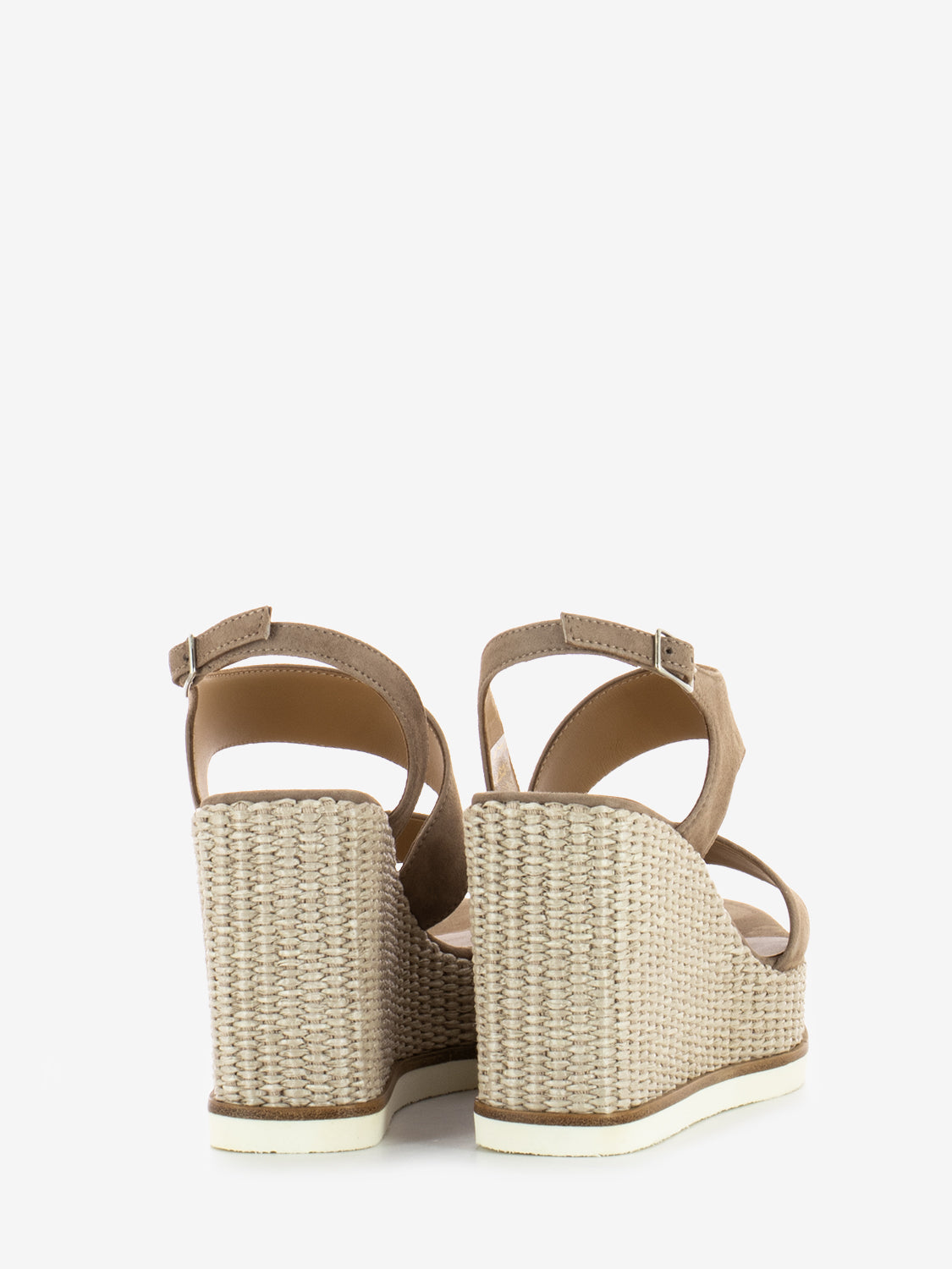 Beige Raffia Wedge Sandals