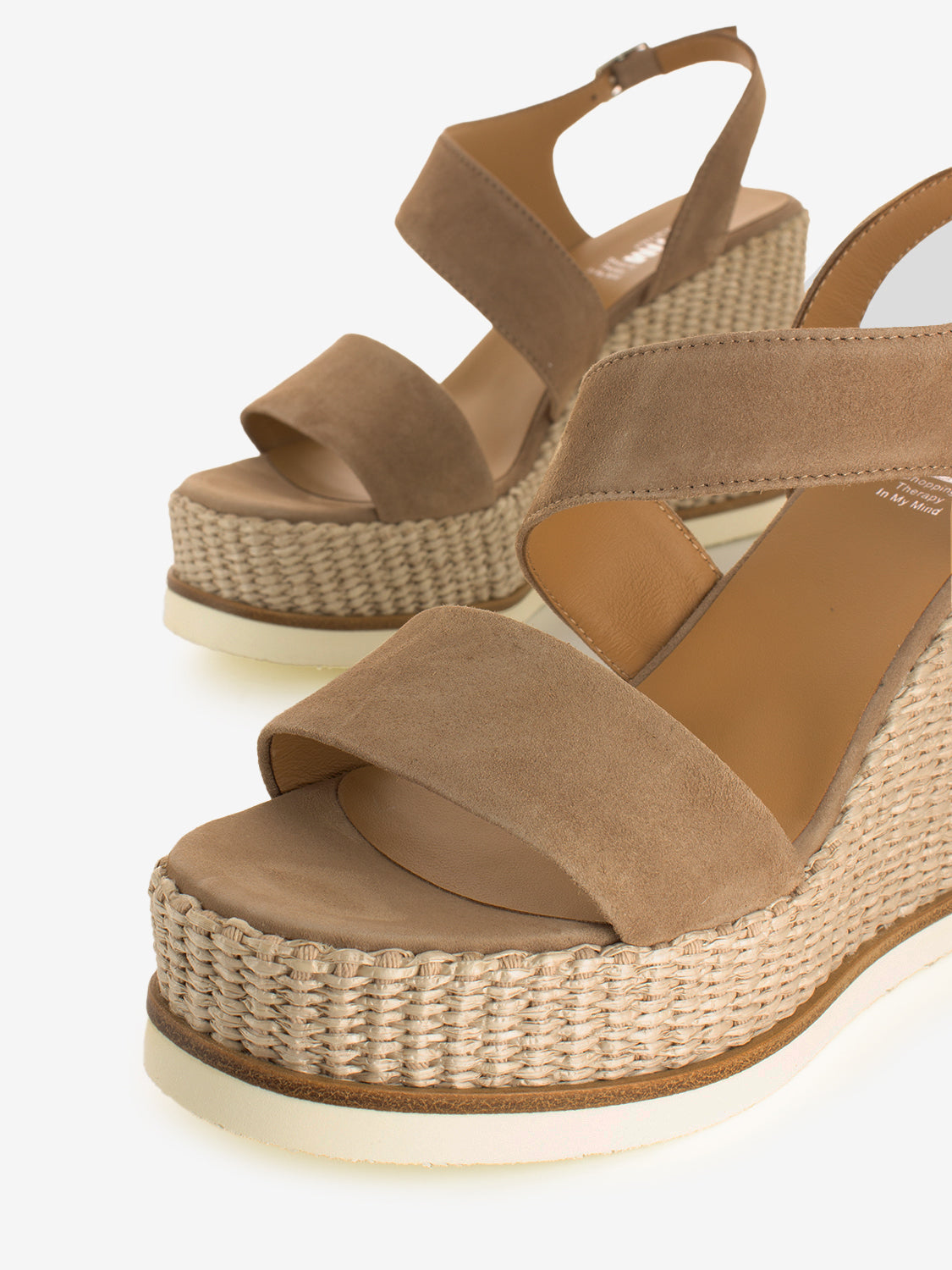 Beige Raffia Wedge Sandals