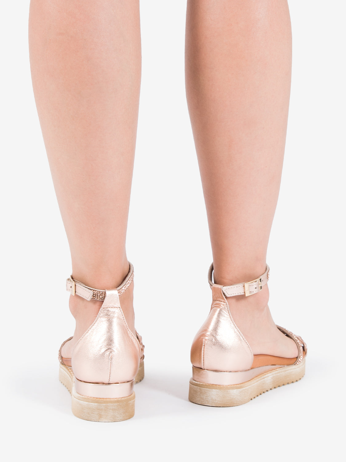 Copper wedge sandals