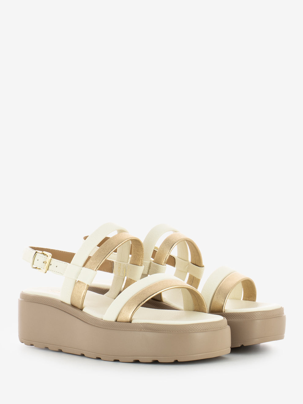Wedge sandals T.50 dark brown / powder