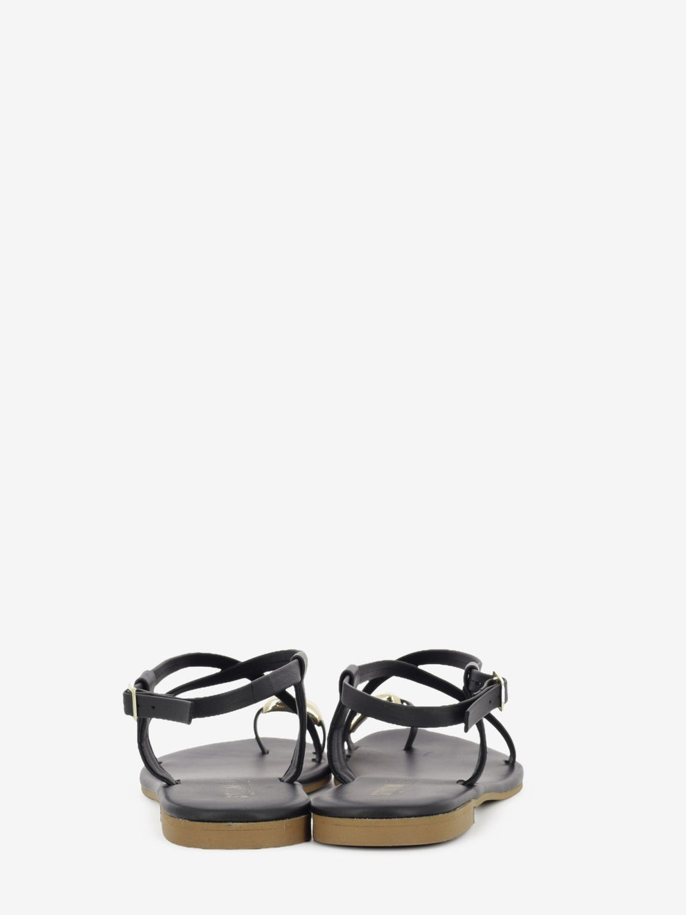 Black nappa leather flat sandal