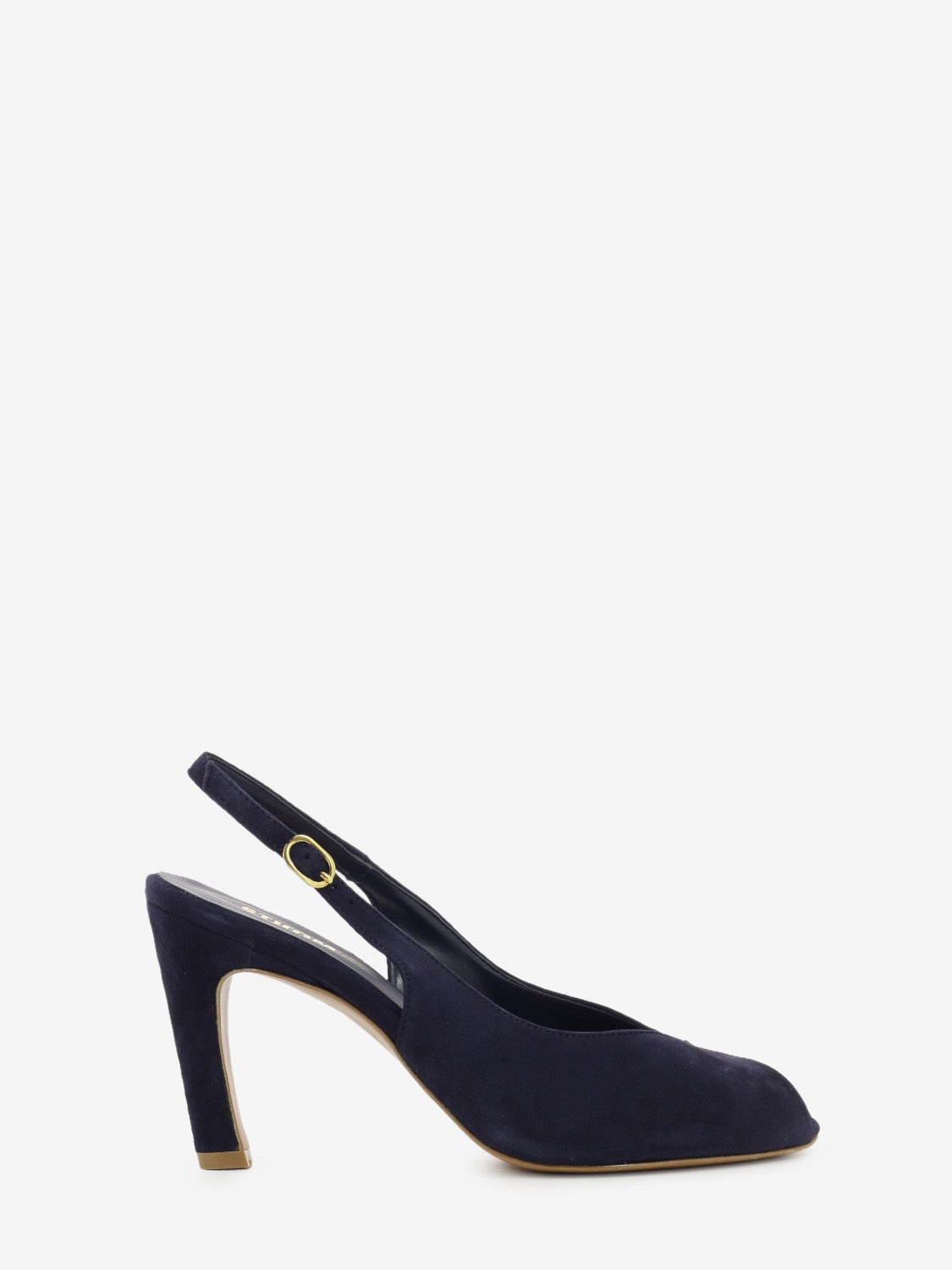 Sandalo con tacco in camoscio blu