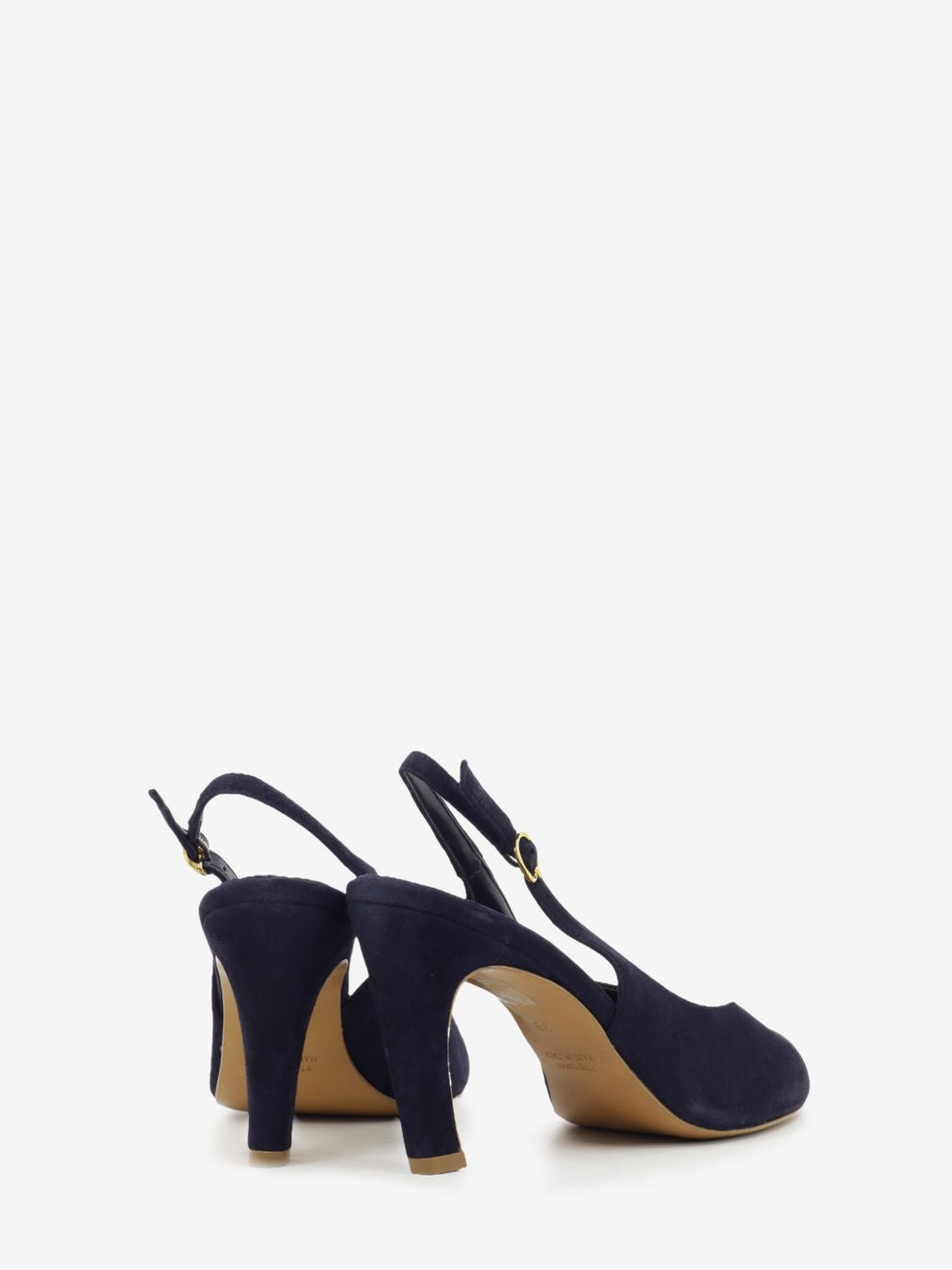 Sandalo con tacco in camoscio blu