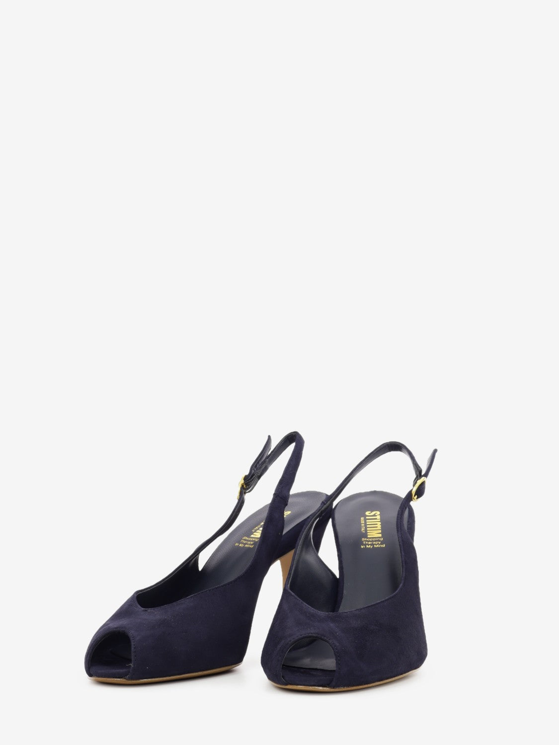 Sandalo con tacco in camoscio blu