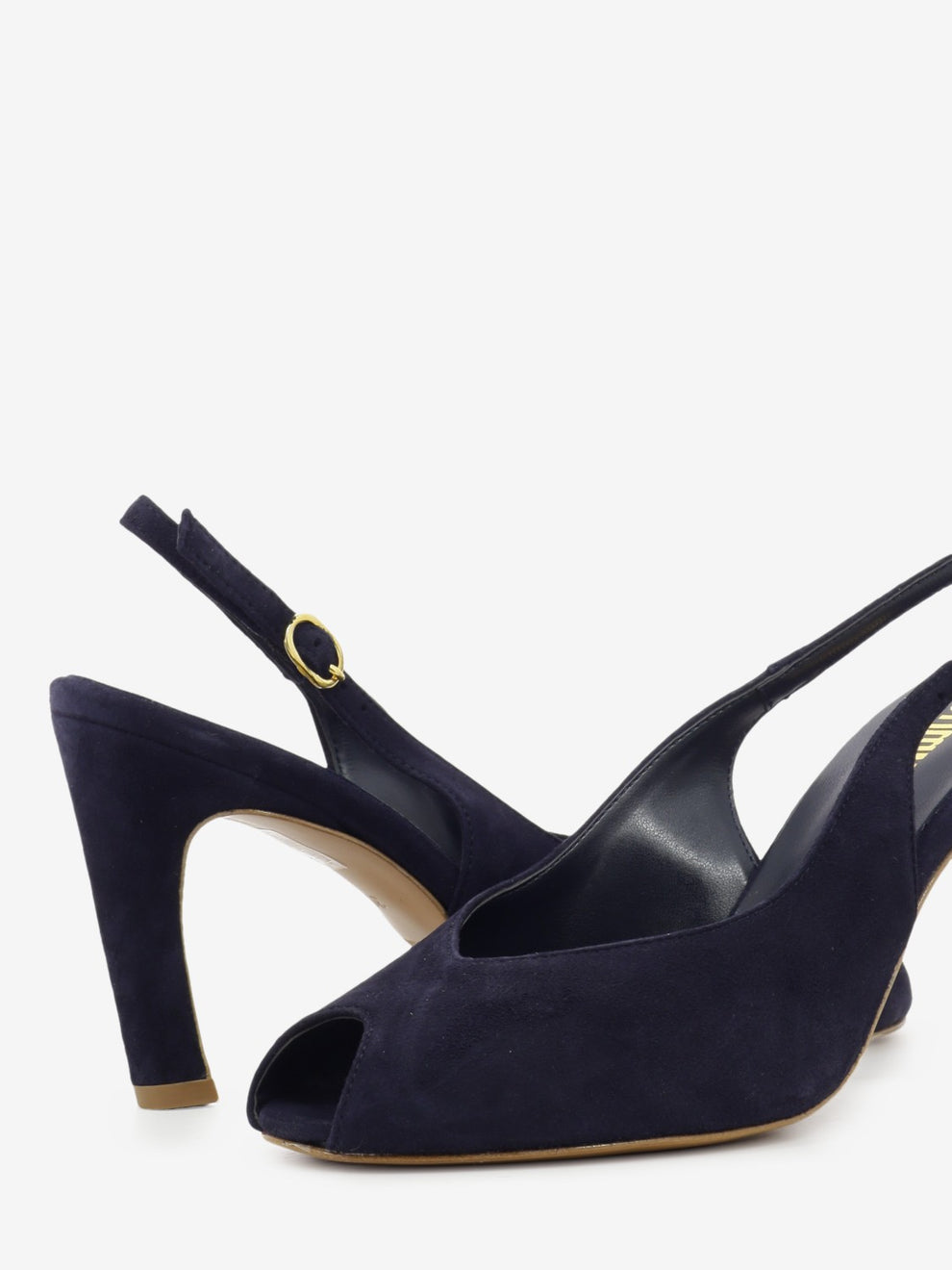 Sandalo con tacco in camoscio blu