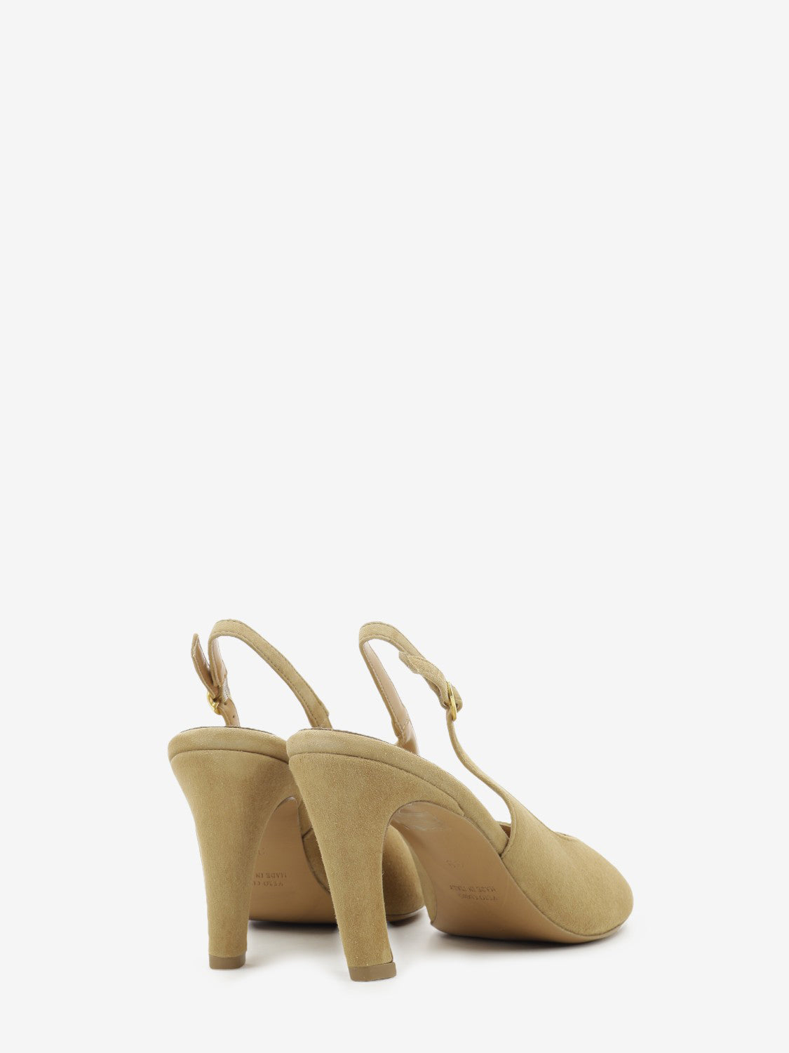 Sandalo con tacco in camoscio camel